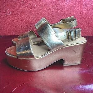 Gold Metallic H&M Platform Sandals Size 8.5